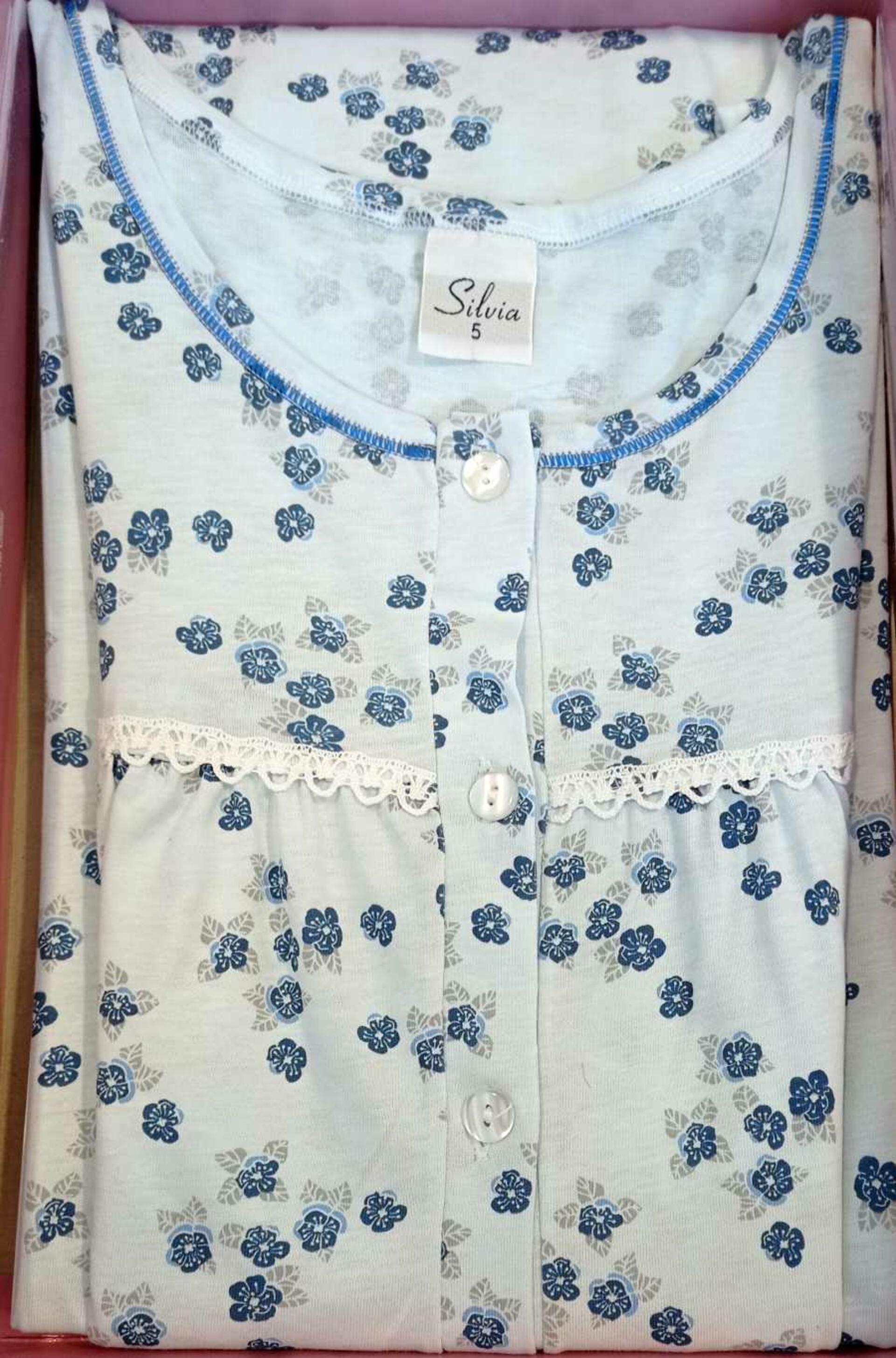 Camicia da notte aperta con soffioni in Jersey di cotone 54-60 - Fant