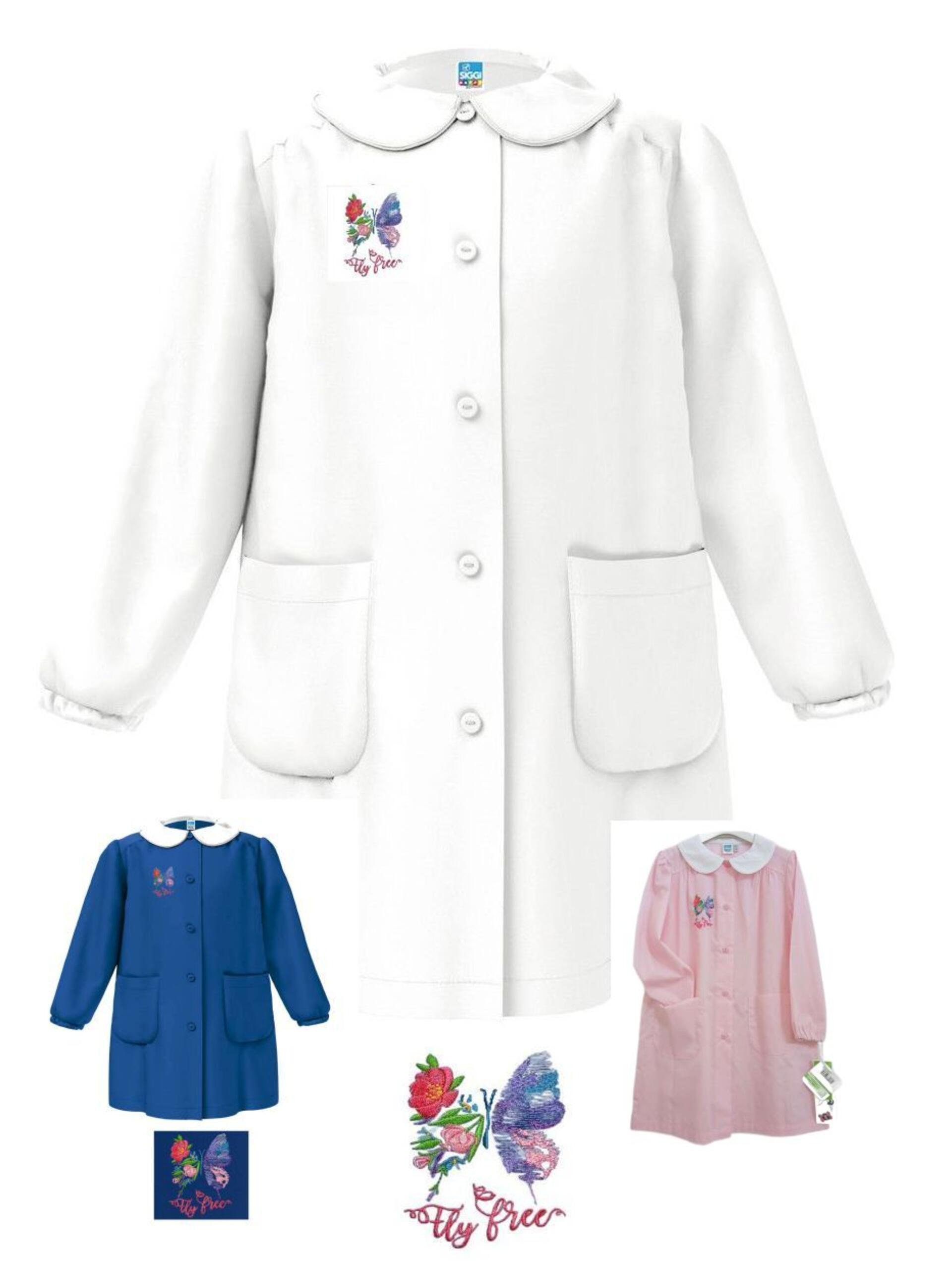 Siggi Happy School Grembiule Bambina - Bianco Rosa 6 Anni