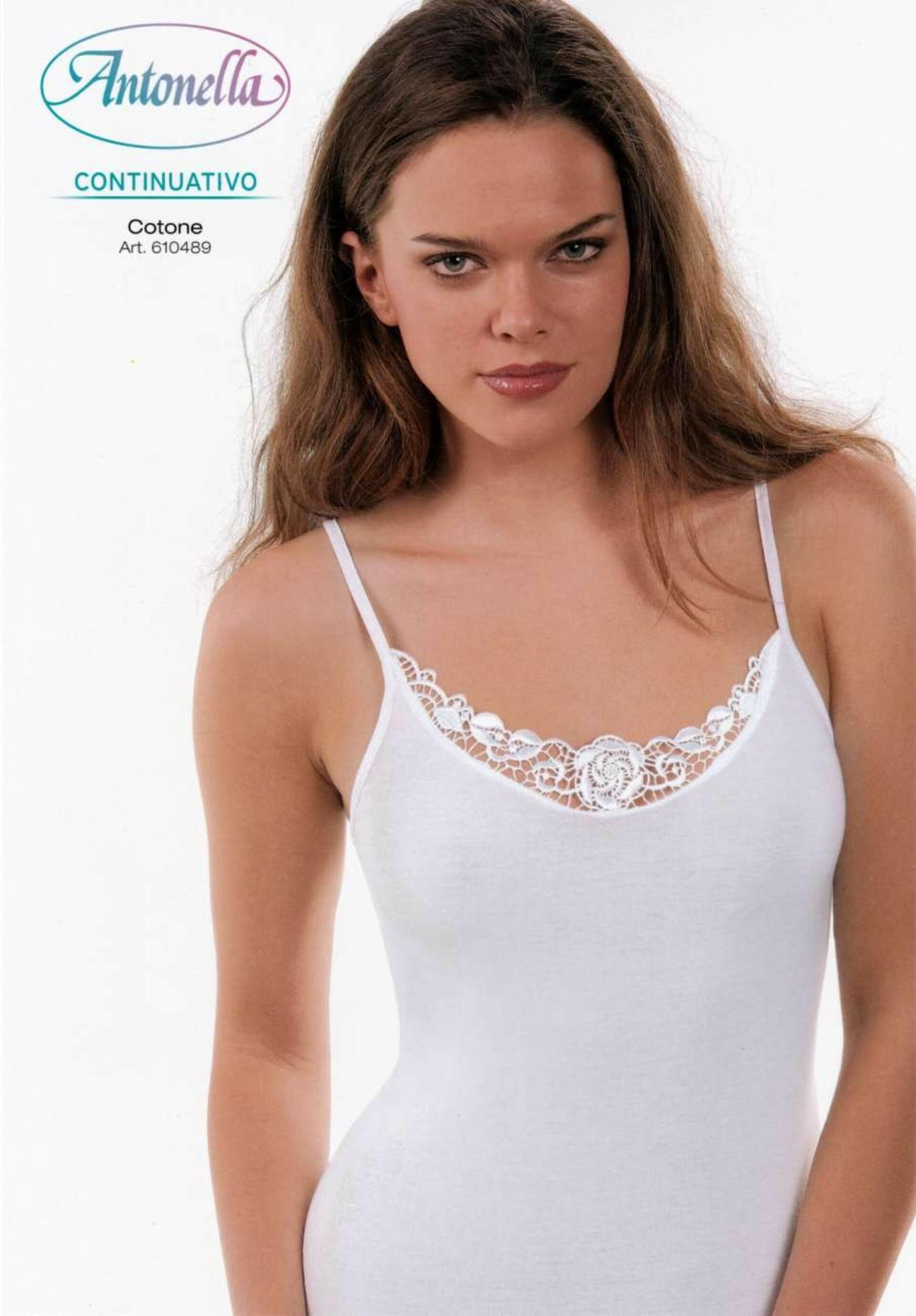 EGI Canotta Donna In Cotone Modal Con Pizzo Sul Seno - Spallina Larga, Sottogiacca - Prodotta In Italia - Colore Grigio, Taglie S-XL - 3