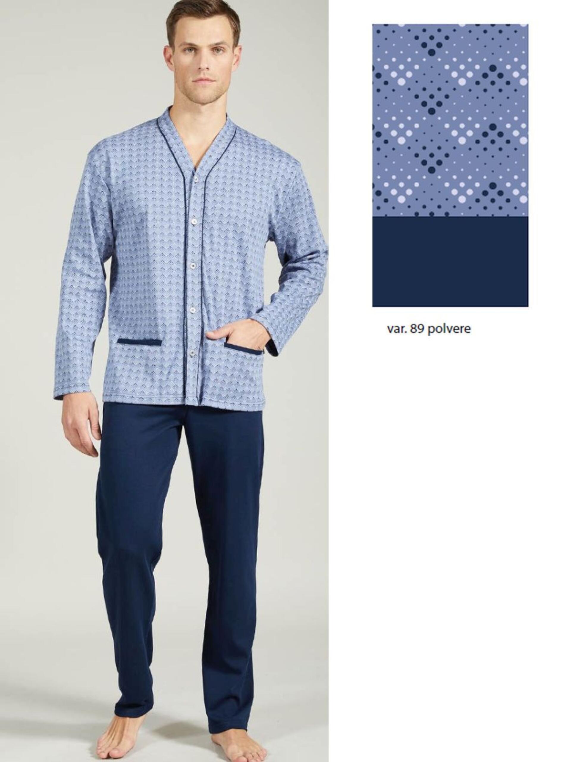 Pigiama lungo uomo marca Ragno modello aperto avanti in 100% puro