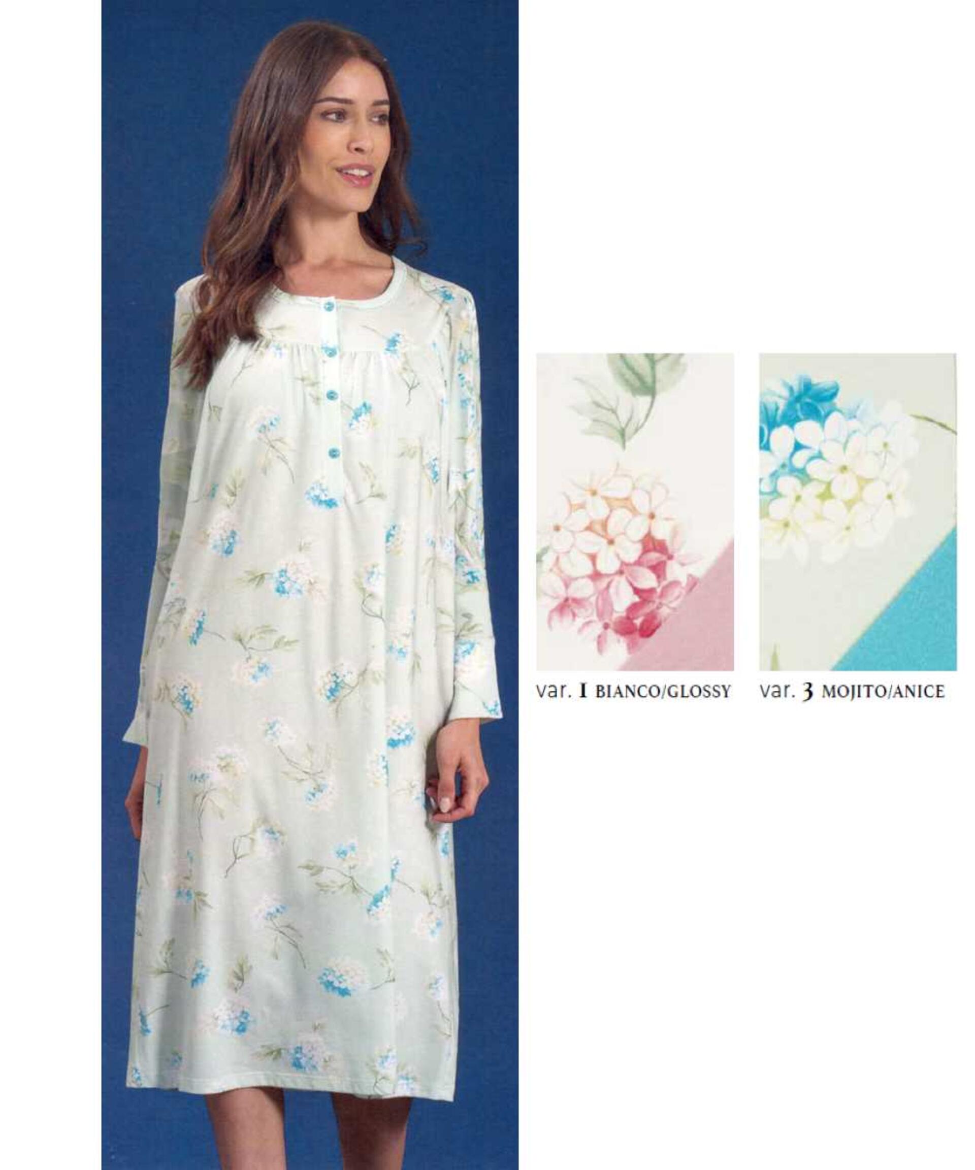 thumbnail image 2 of Linclalor 100% Cotton Winter Classic Cuffless Nightdress – Warm & Comfortable, Made In Italy 2 of 4
