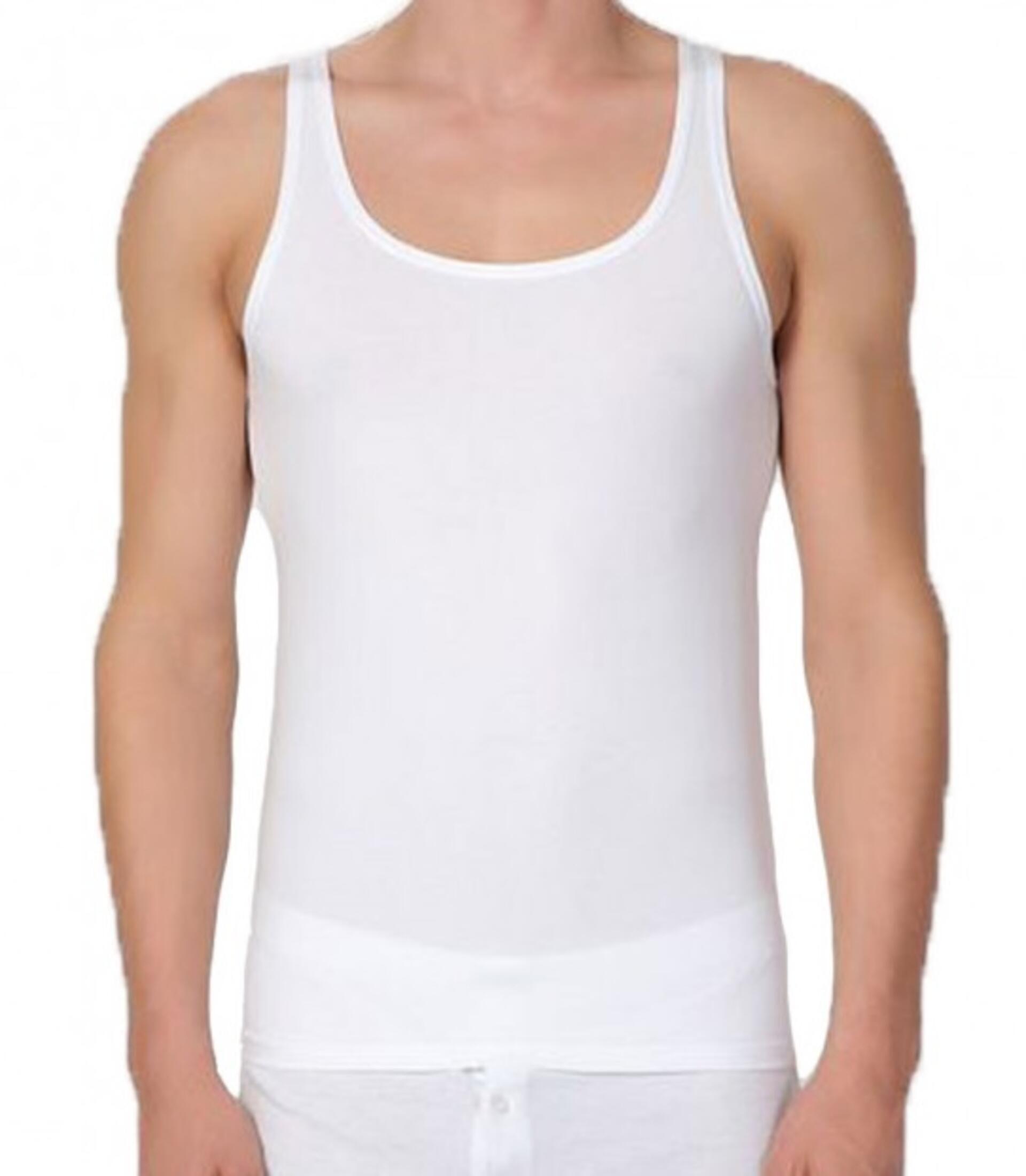 Débardeur Homme Modélisant Controlbody – Large Bretelles – Blanc/noir – élastique Et Gainant