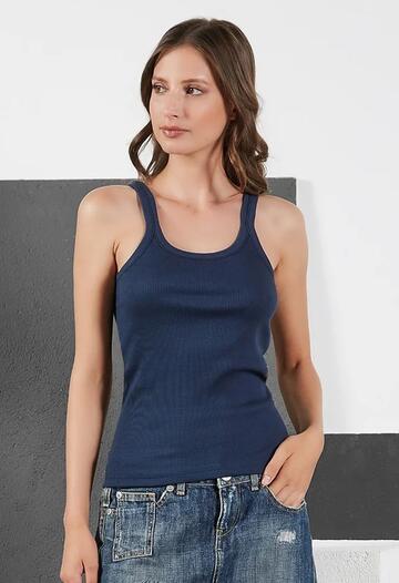 Women's narrow shoulder tank top in Sublyme 1201 ribbed cotton - SITE_NAME_SEO