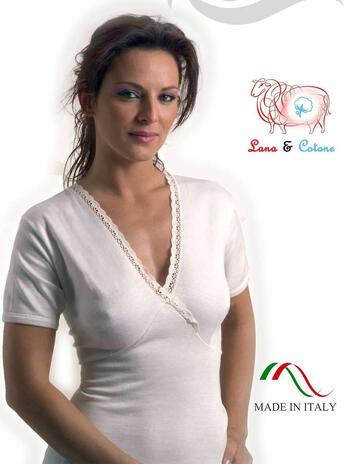 Women's short-sleeved wool and cotton breast-shaped  underwear shirt Leable 120 Tg.4/8 - SITE_NAME_SEO