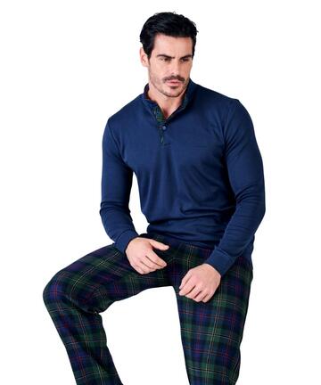 Navigare 141949 Herren-Pyjama aus warmem Baumwolljersey und Flanell - SITE_NAME_SEO