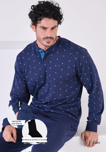 Pigiama uomo in jersey di cotone caldo Navigare 142029 - SITE_NAME_SEO