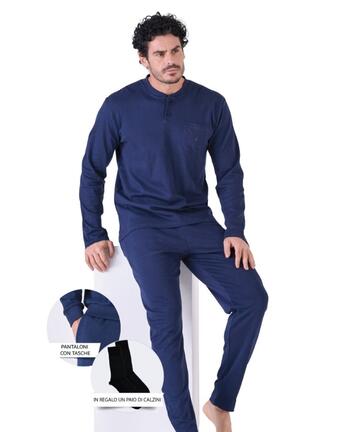 Pigiama uomo calibrato in jersey di cotone caldo Navigare 14258B - SITE_NAME_SEO