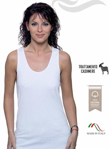 Canottiera donna a spalla larga in cotone interlock felpato Leable 258 - SITE_NAME_SEO