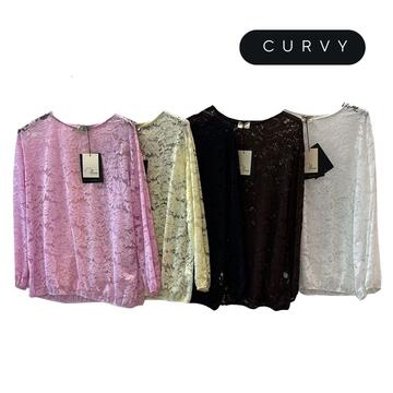 BLUSA DONNA IN PIZZO OVER FLORA CURVY 260088 - SITE_NAME_SEO