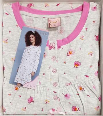 Long-sleeved calibrated nightdress in Cippi 2634C cotton jersey - SITE_NAME_SEO