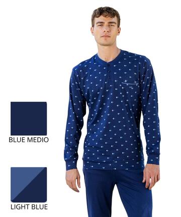 Pigiama uomo a manica lunga in jersey di cotone Irge MIL2694 - SITE_NAME_SEO
