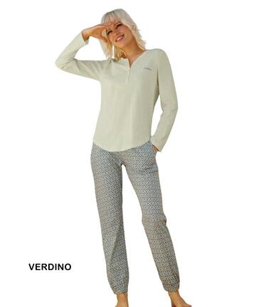 Pigiama donna a manica lunga in jersey di cotone Jadea 3235 - SITE_NAME_SEO