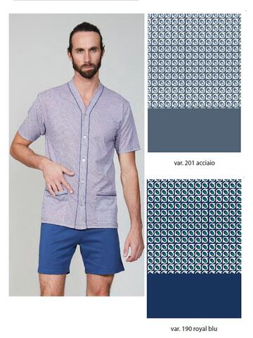 Bip Bip 3672 men's open short-sleeved cotton pajamas size 4/7 - SITE_NAME_SEO