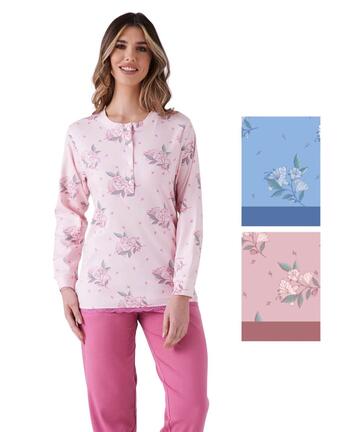 Damenpyjama aus warmem Baumwolljersey Pigiamiamoci 4100 - SITE_NAME_SEO