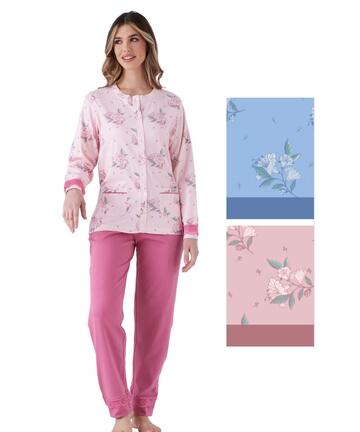 Offener Damenpyjama aus warmem Baumwolljersey Pigiamiamoci 4102 - SITE_NAME_SEO