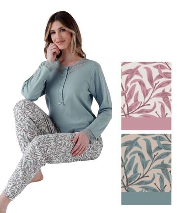 Damenpyjama aus warmem Baumwolljersey Pigiamiamoci 4126 - SITE_NAME_SEO