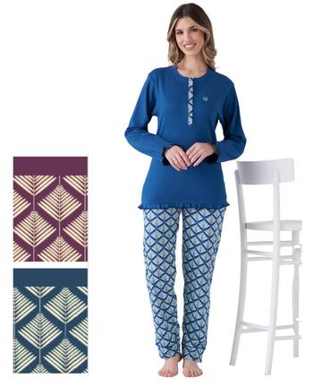 Damenpyjama aus warmem Baumwolljersey Pigiamiamoci 4154 - SITE_NAME_SEO