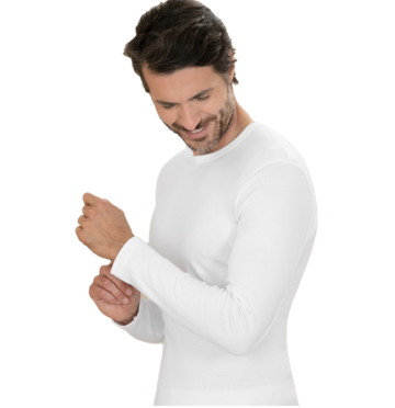 T-shirt uomo manica lunga girocollo in cotone felpato Club88 420009 Bianco - SITE_NAME_SEO