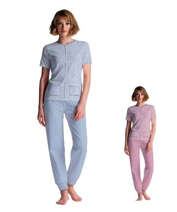 Pigiama donna con giacca aperta e maniche corte in jersey di cotone Cippi 4765 - SITE_NAME_SEO