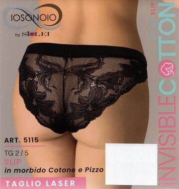 Slip donna in cotone elasticizzato taglio laser con pizzo Sielei Invisible Cotton 15115 - SITE_NAME_SEO