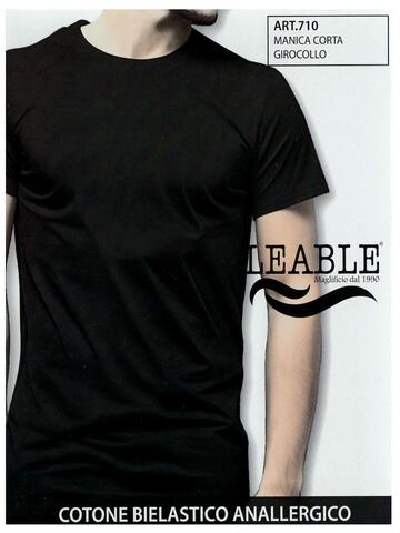 Men's crew-neck T-shirt in Leable 710 bi-elastic cotton - SITE_NAME_SEO