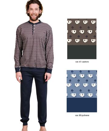 Pigiama uomo in jersey di cotone caldo con polsini Bip Bip 7324 - SITE_NAME_SEO