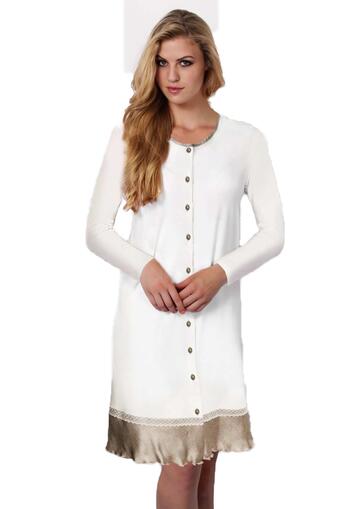 Camicia da notte aperta in viscosa e raso Andra 7453 - SITE_NAME_SEO