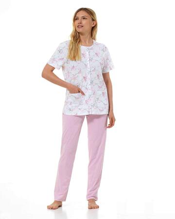 Women's short-sleeved open pajamas in Linclalor cotton jersey 75094 - SITE_NAME_SEO