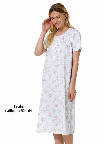 Women's calibrated nightdress in short-sleeved cotton jersey Linclalor 75098 Size 62-64 - SITE_NAME_SEO