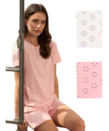 Pigiama donna a manica corta in jersey di cotone Linclalor 75434 - SITE_NAME_SEO