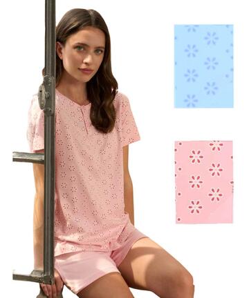 Pijama de algodón de manga corta para mujer Linclalor 75434 - SITE_NAME_SEO