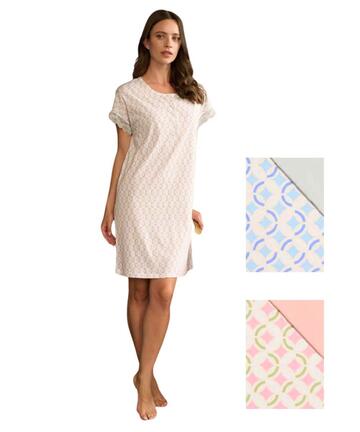 Camicia da notte donna in jersey di cotone a manica corta Linclalor 75444 - SITE_NAME_SEO