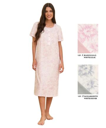 Camicia da notte donna in jersey di cotone a manica corta Linclalor 75477 - SITE_NAME_SEO