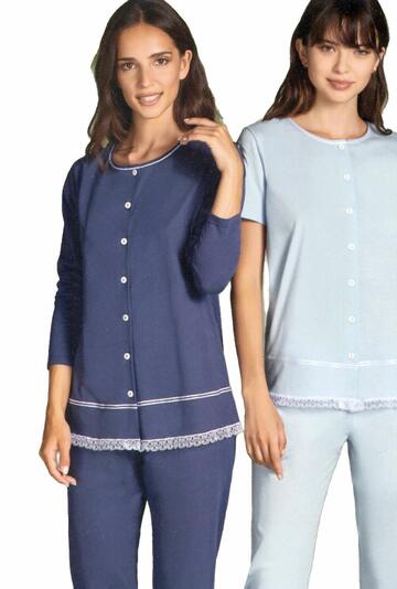 Pigiama donna con giacca aperta in jersey di cotone Andra Lingerie 8930 - SITE_NAME_SEO