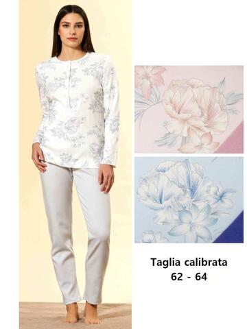 Pigiama donna calibrato in jersey di cotone caldo Linclalor 92098 - SITE_NAME_SEO