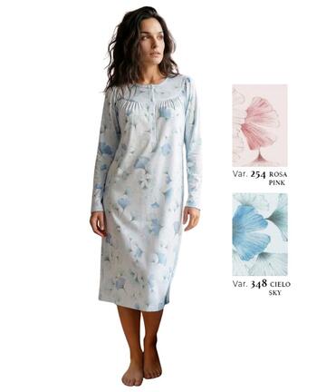Camicia da notte donna in jersey di caldo cotone Linclalor 92385 - SITE_NAME_SEO
