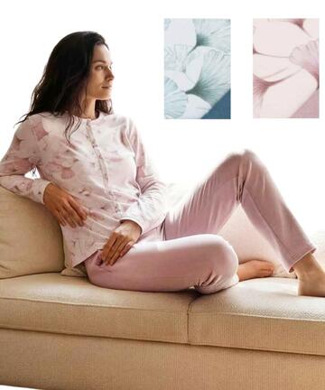 Pigiama donna aperto in jersey di cotone caldo Linclalor 92389 - SITE_NAME_SEO