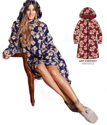 Vestaglia con zip in pile coral Kissimo Biancaluna 93017 - SITE_NAME_SEO