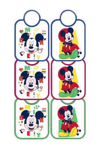 SET OF 6 MICKEY MOUSE PRINTED BIBS WD 9554 ELLEPI - SITE_NAME_SEO