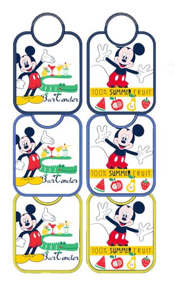 SET OF 6 MICKEY MOUSE PRINTED BIBS WD 9608 ELLEPI - SITE_NAME_SEO