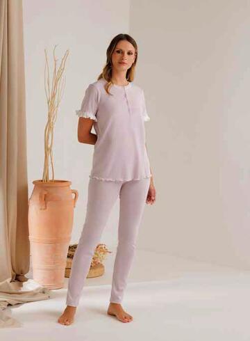 Women's cotton jersey pajamas with frappa Andra 9710 - SITE_NAME_SEO