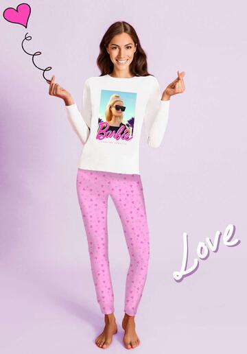 Women's long-sleeved cotton jersey pajamas Barbie BAD0380 - SITE_NAME_SEO