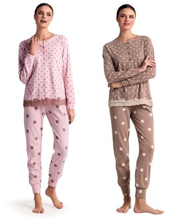 Pigiama donna in jersey di cotone caldo Infiore Bollicine BLL654628 - SITE_NAME_SEO