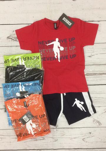 SHORT SET FOR BOYS T-SHIRT AND SHORTS BURBER BR90479 8-14 years - SITE_NAME_SEO