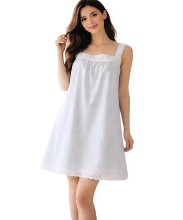 Camicia da notte donna a spalla larga in battista di cotone Mida C9035 - SITE_NAME_SEO