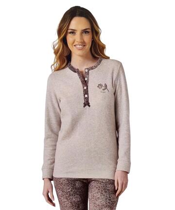 Pigiama donna calibrato in caldo jersey di cotone lanato Irge CDPM240 - SITE_NAME_SEO