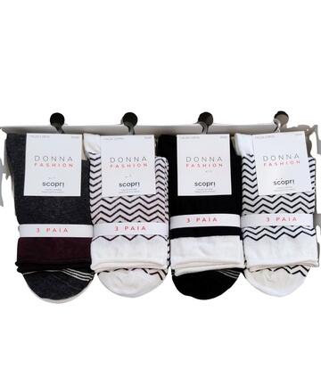 Calza corta da donna in cotone caldo Claudine in fantasia assortita TRI-PACK - SITE_NAME_SEO