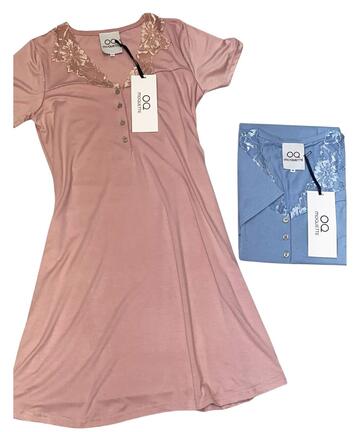 Camicia da notte donna a manica corta in viscosa Moquette art. Clelia - SITE_NAME_SEO