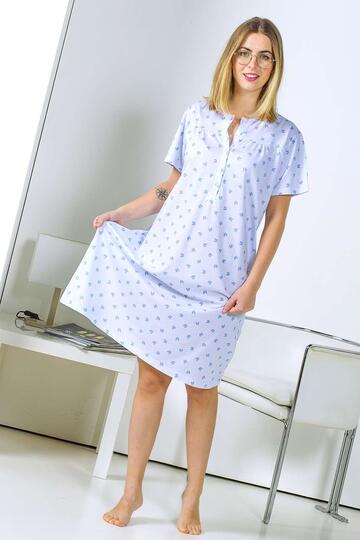 Women's short-sleeved nightdress in Stella Due Gi cotton jersey D9177 - SITE_NAME_SEO