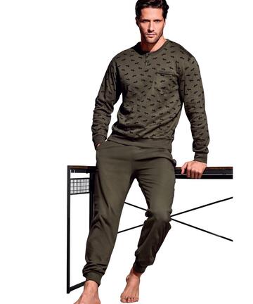 Infiore Herren-Pyjama Derby aus warmem Baumwolljersey, 752971 - SITE_NAME_SEO